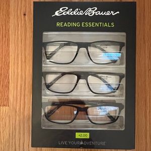 Eddie Bauer 3 Pack Reading Essentials Reading Glasses +2.00